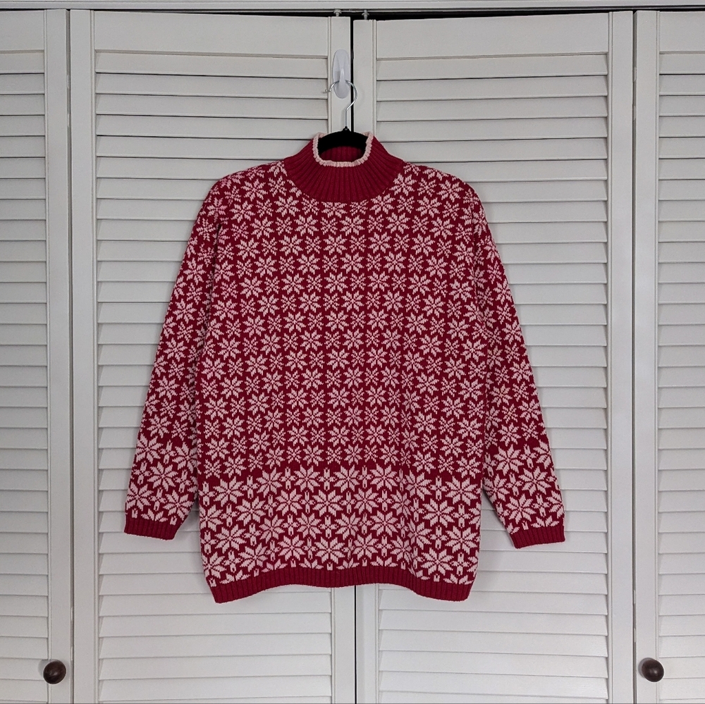 Vintage 100% Cotton GAP Winter Christmas Snowflake Ski Tuetleneck Sweater